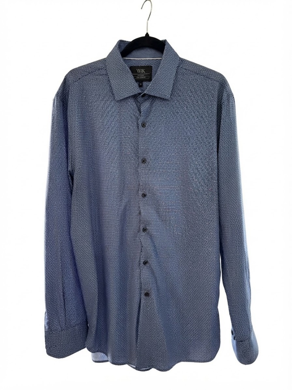 WRK New York City Men's Blue Long Sleeve Shirt, 17 Neck Size
